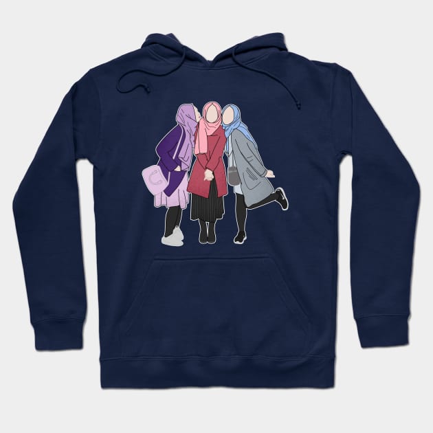 Trio Hijabi Besties Hoodie by Jb Siham Art